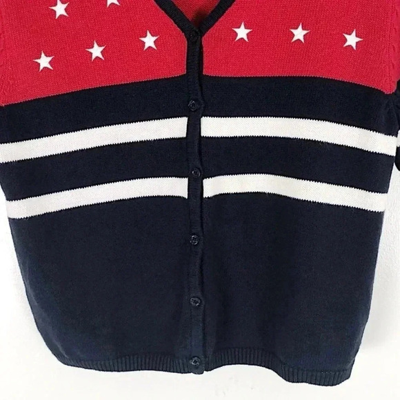 Vintage Norton Studio American Flag Knit Sweater Cardigan Short Sleeves … - Picture 3 of 16